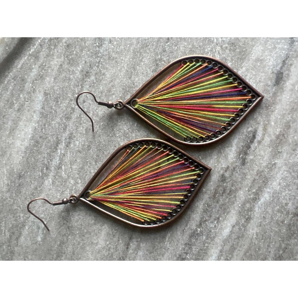 Handcrafted Multicolor Thread Teardrop Earrings